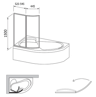 Шторка на ванну Ravak Supernova VSK2 Rosa 160 76L90100Z1 Transparent профиль белый левый