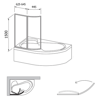 Шторка на ванну Ravak Supernova VSK2 Rosa 170 76LB010041 Rain профиль белый левый
