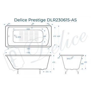 Ванна чугунная Delice Prestige DLR230615 170х80