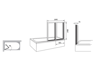 Шторка на ванну Ravak Supernova VS2 105 796M010041 Rain профиль белый