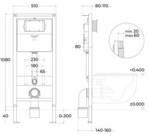 Инсталляция для подвесного унитаза Sintesi SIN-CCI-SMP-101