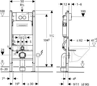 Система инсталляции для унитазов Geberit Duofix Delta 458.124.21.1 3 в 1 с кнопкой смыва + Унитаз подвесной Villeroy & Boch O'Novo 5660HR01 alpin