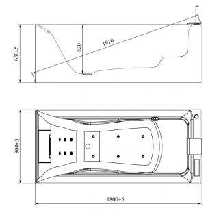 Ванна гидромассажная акриловая Orans BT-62131CR 62131 180x80 см