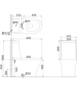 Унитаз напольный Creo Paris PA1002+PA1003+PA1001