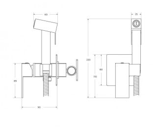 Гигиенический душ со смесителем CEZARES SLIDER-DIF-IN сатин