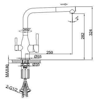 Смеситель для кухни Frap F4396-36 черный