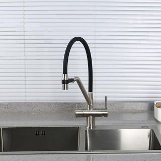 Смесители для кухни Gappo G4398-85 под фильтр с гибким изливом сатин/чёрный