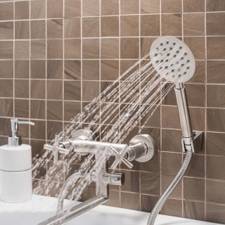 Смеситель для ванны с душем РМС SUS124-140P нержавеющая сталь