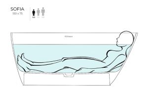 Ванна из искусственного камня Salini Sofia S-Stone 102528MRH 150x75см RAL снаружи