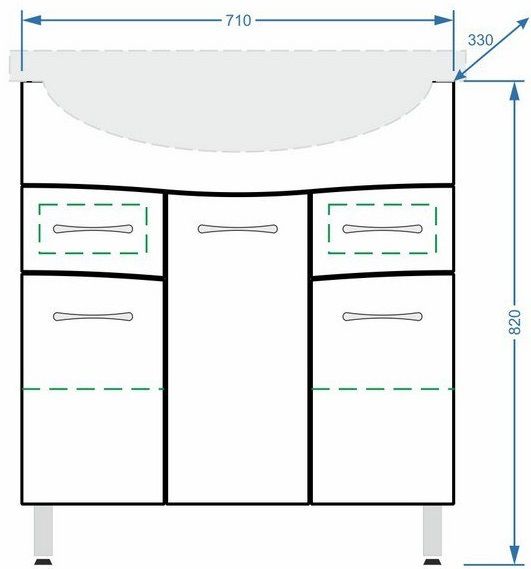 Тумба под раковину Stella Polar Волна 75-8 белый SP-00000125