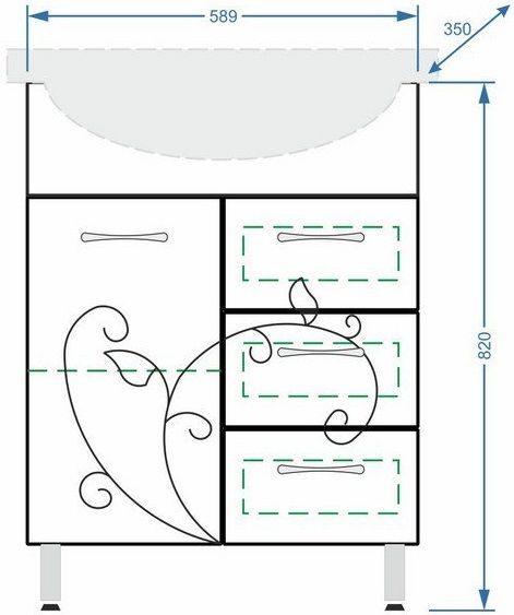 Тумба под раковину Stella Polar Фантазия 65см белый SP-00000228