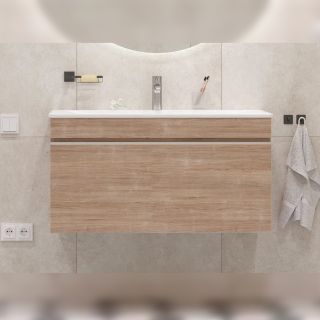 Тумба под раковину подвесная Velvex Pulsus tp.PUL.PUL.100.1Y дуб сонома, 100 см