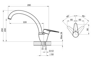 Смеситель Granula для кухни ST-03 черный