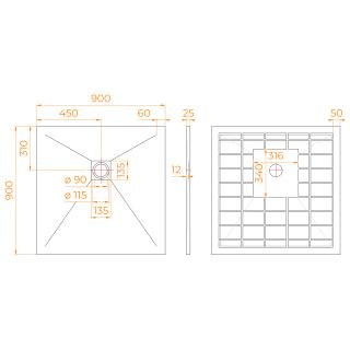Душевой поддон RGW STONE TRAY-G 14152099-02-11 90x90 см графит