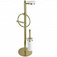 Стойка напольная с держателем туалетной бумаги щёткой для унитаза, полотенцедержателем и мыльницей, бронза Cezares OLIMP-WBS-02-M