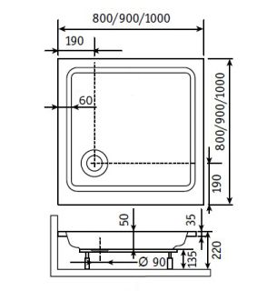 Поддон для душа RGW STYLE KV 1000х1000х220