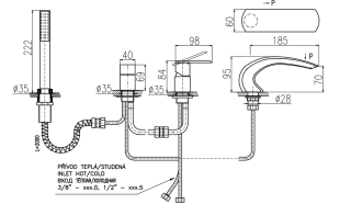 Смеситель на борт ванны Rav Slezak Loira LR572.5PZ золото