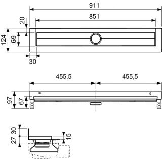 TECE Дренажный канал для пристенного монтажа 600901 Seal System 90см