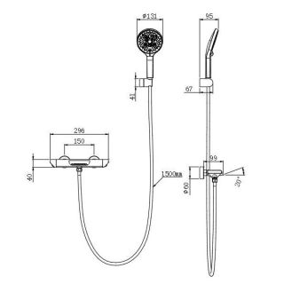 Смеситель для ванны и душа Kohr Thermostatic 1WN820301DB-0000A с термостатом чёрный