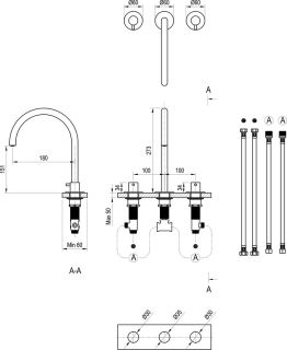 Смеситель для раковины Ravak Espirit X070349 3-хэлементный 270 мм ES 018.60RGB РОЗОВОЕ ЗОЛОТО