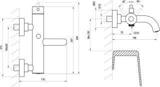 Смеситель для ванны Ravak Espirit  X070353 S ES 022.60RGB РОЗОВОЕ ЗОЛОТО