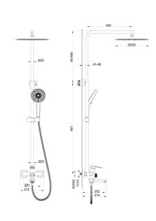 Душевая стойка Wonzon & Woghand Frame WW-88739010-BG брашированное золото