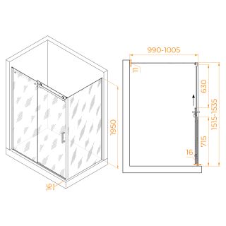Душевой уголок RGW TO-44-1B (TO-14B + Z-060-2B) 020744150-14 150x100см чёрный