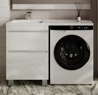 Тумба напольная Style Line Даллас Леон 120 Люкс Plus СС-00002438 под раковину для стиральной машины белый