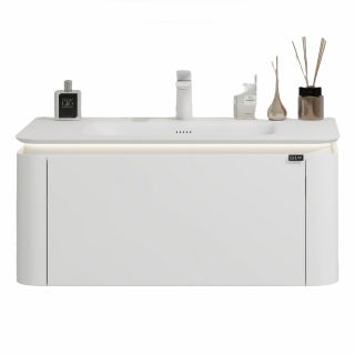 Тумба с раковиной Black&White Universe 925900 90 см молочный белый матовый