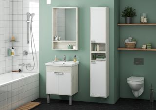 Тумба под раковину Акватон Флай 60см белый/дуб крафт 1A237301FAX10