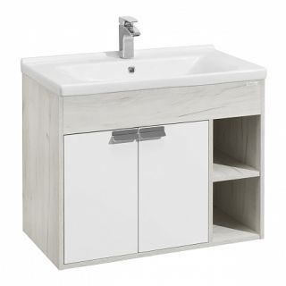 Тумба под раковину Акватон Флай 80см белый/дуб крафт 1A237401FAX10