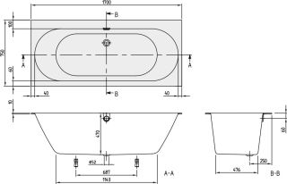 Квариловая ванна Villeroy  Boch Oberon 2.0 UBQ170OBR2DV-01 170x75 см с ножками