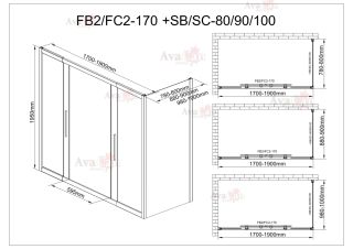 Душевой уголок AvaCan FC2 170-190 + SC100 хром