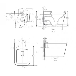 Унитаз Hansmann keramik  ROUND BLACK УНИ0020 подвесной