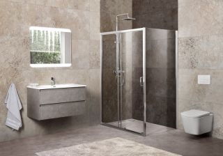 Душевой уголок прямоугольный, хром BelBagno UNIQUE-AH-1-110/125-90-C-Cr
