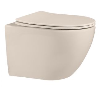 Подвесной унитаз ABBER Bequem AC1101MBE безободковый бежевый матовый