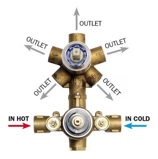 Универсальная скрытая часть Bossini Z00125 на 2-5 выходов для термостатического смесителя