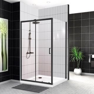 Душевой уголок BelBagno UNO-195-AH-1-120/80-C-NERO 120x80см чёрный/прозрачное