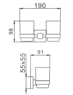 Стакан для ванной комнаты Haiba HB8908 двойной чёрный матовый