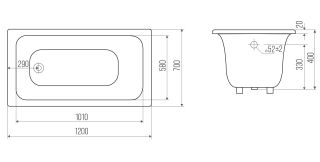 Ванна чугунная Goldman Classic CL12070 120x70см с ножками