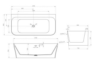 Ванна из искусственного камня ABBER Stein AS9616 170x80см белый матовый