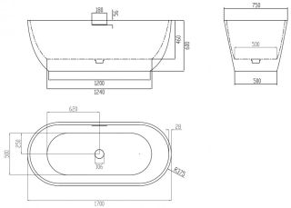 Ванна из искусственного камня ABBER Frankfurt AM9941 170x75см белый
