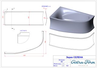 Ванна из искусственного камня Astra-Form Селена 01010080 левая 170x100 см белый матовый