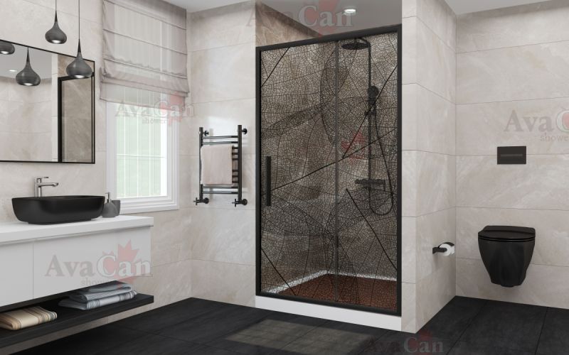 Душевая дверь в нишу AvaCan FB 160-180 чёрный