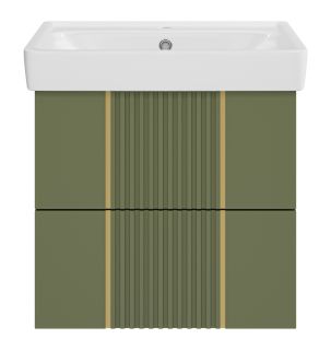 Подвесная тумба под раковину Brevita Vega VEG-09060-0802Я 60см зелёный/золото