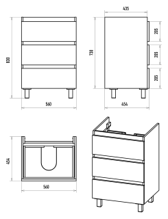 Напольная тумба под раковину Brevita Victory VIC-07060-50-03Я 60см серый шёлк