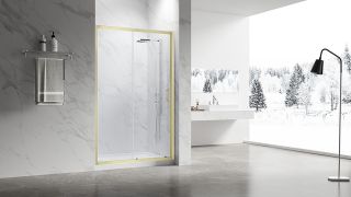 Душевая дверь Veconi Vianno VN-55G, 1500x1950, Золото брашинг, стекло прозрачное