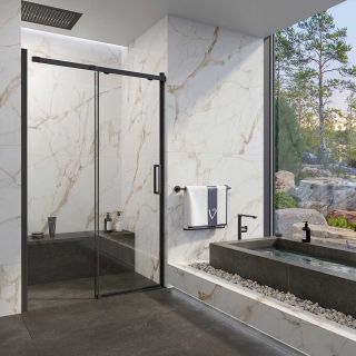 Душевая дверь Veconi Vianno VN-70B, 1500x1950, черный, стекло прозрачное