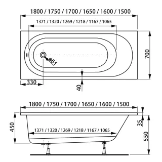 Акриловая ванна VagnerPlast Kasandra VPBA175KAS2X-04 175x70см белый