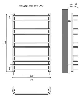 Водяной полотенцесушитель Aquatek Пандора AQ RRС1080CH П10 50x80см хром
